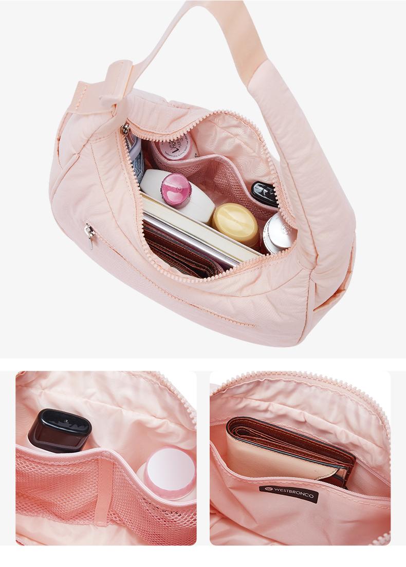 WESTBRONCO TikTokShopSpringGlowUp Crescent Shoulder Bag 2026 Viral Small Puffy Fashion Stylish with 2 Side Pockets Adjustable Strap for Women Waterproof Lightweight Travel Gym Dating Purse for Spring Trendy Gift for Her SpringStatements