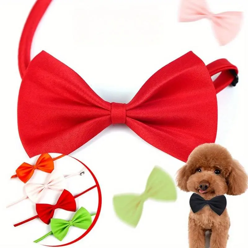 50 Packs Assorted Color Dog Bow Ties With Adjustable Collar, Soft and Skin-friendly Puppy Neckties Cat Collars for Photography Party Occasions