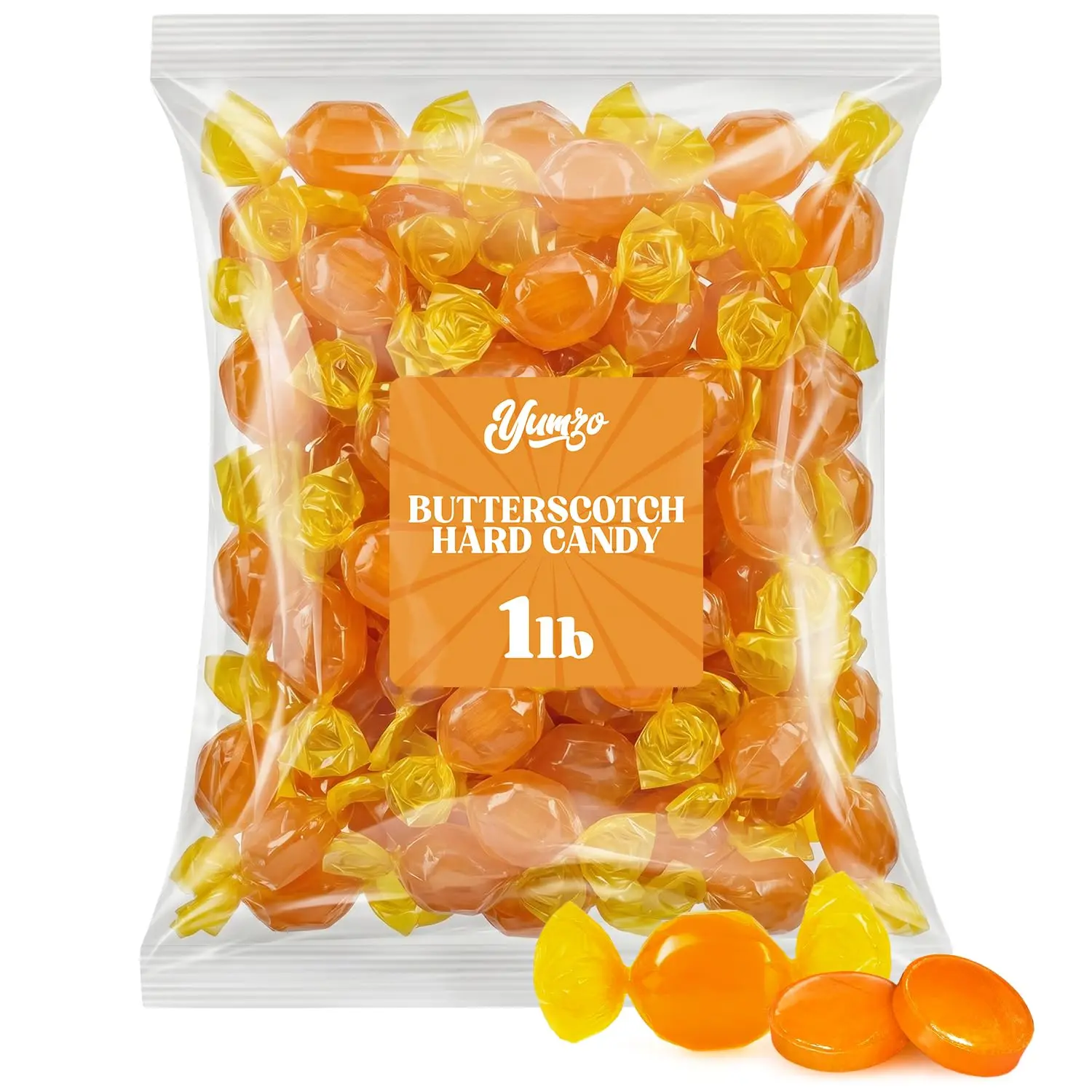 Butterscotch Hard Candy Bag, Individually Wrapped Candy, Bulk, 1 lb