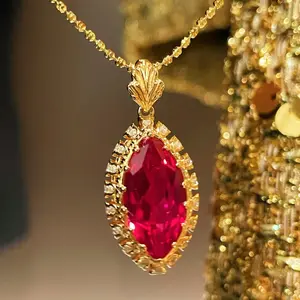 【#56 MKZ】925 Sterling Silver Gold Plated Necklace, 7CT Stunning Marquise Gemstone Ring with Italian Vintage Brushed Style, Hand-Set