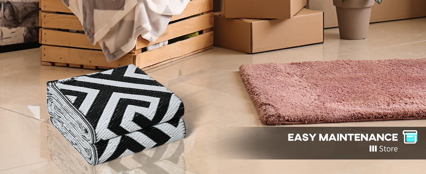 Outsunny Reversible Outdoor Rug, 9' x 18' Waterproof Plastic Straw Floor Mat, Portable RV Camping Carpet, Large Floor Mat for Backyard, Deck, Picnic