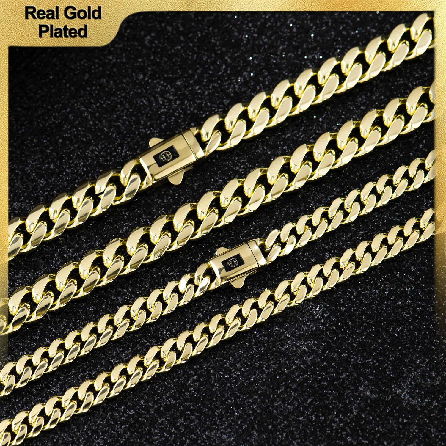 Holylegend 14K Real Gold-Plated Royal Monaco Cuban Necklace,Hypoallergenic Gold Plated Cuban Link Chain, Italian Jewelry for Men & Women, Gift for Fashion Lovers,Father's Day Gift