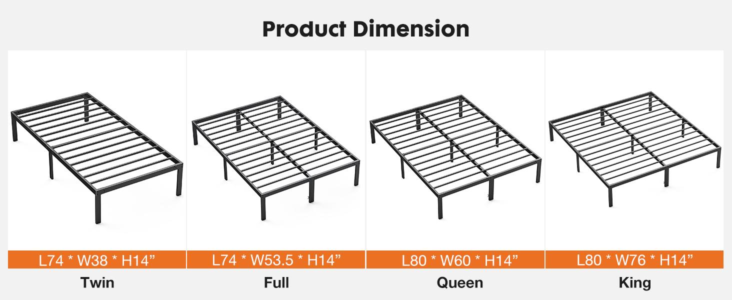 Metal Bed Frame,Twin Size Bed Frame with Storage Space,Heavy Duty Sturdy Mattress Foundation,Easy Assembly,No Box Spring Needed, Black,12 Inch,Twin