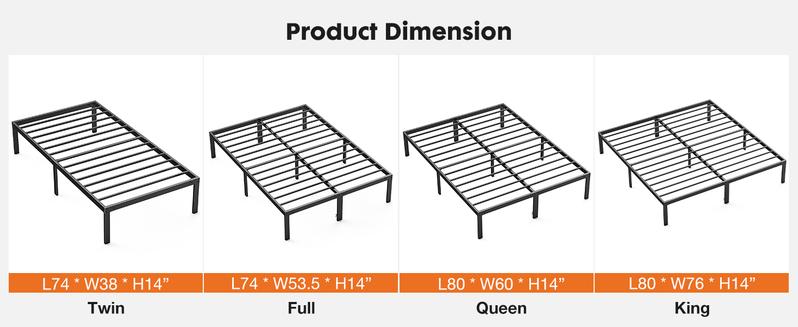 Metal Bed Frame,Twin Size Bed Frame with Storage Space,Heavy Duty Sturdy Mattress Foundation,Easy Assembly,No Box Spring Needed, Black,12 Inch,Twin