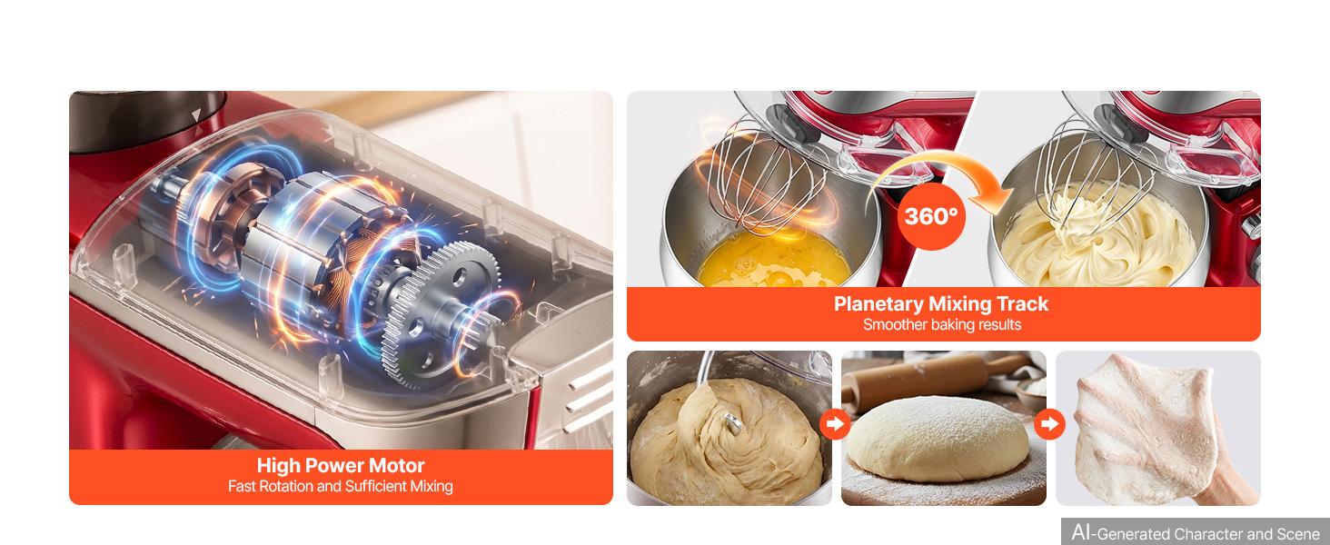 VEVOR 6.3 Qt 3-in-1 Tilt Head Stand Mixer 400W Electric Dough Mixer, Multifunctional Food Kitchen Mixer with Stainless Steel Bowl, Meat Grinder and Blender Attachments, Dough Hook, Whisk, Beater VEVOR 6.3 Qt 3-in-1 Tilt Head Stand Mixer 400W Electric Dough Mixer, Multifunctional Food Kitchen Mixer with Stainless Steel Bowl, Meat Grinder and Blender Attachments, Dough Hook, Whisk, Beater