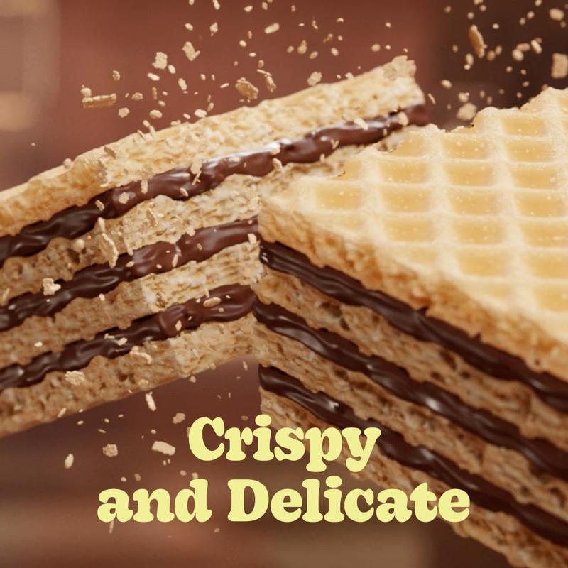 Crispy Wafer Cookies With 3 Delicious, Indulgent, Decadent Layers of Chocolate Flavored Cream - Delicious Sweet Snack or Desert
