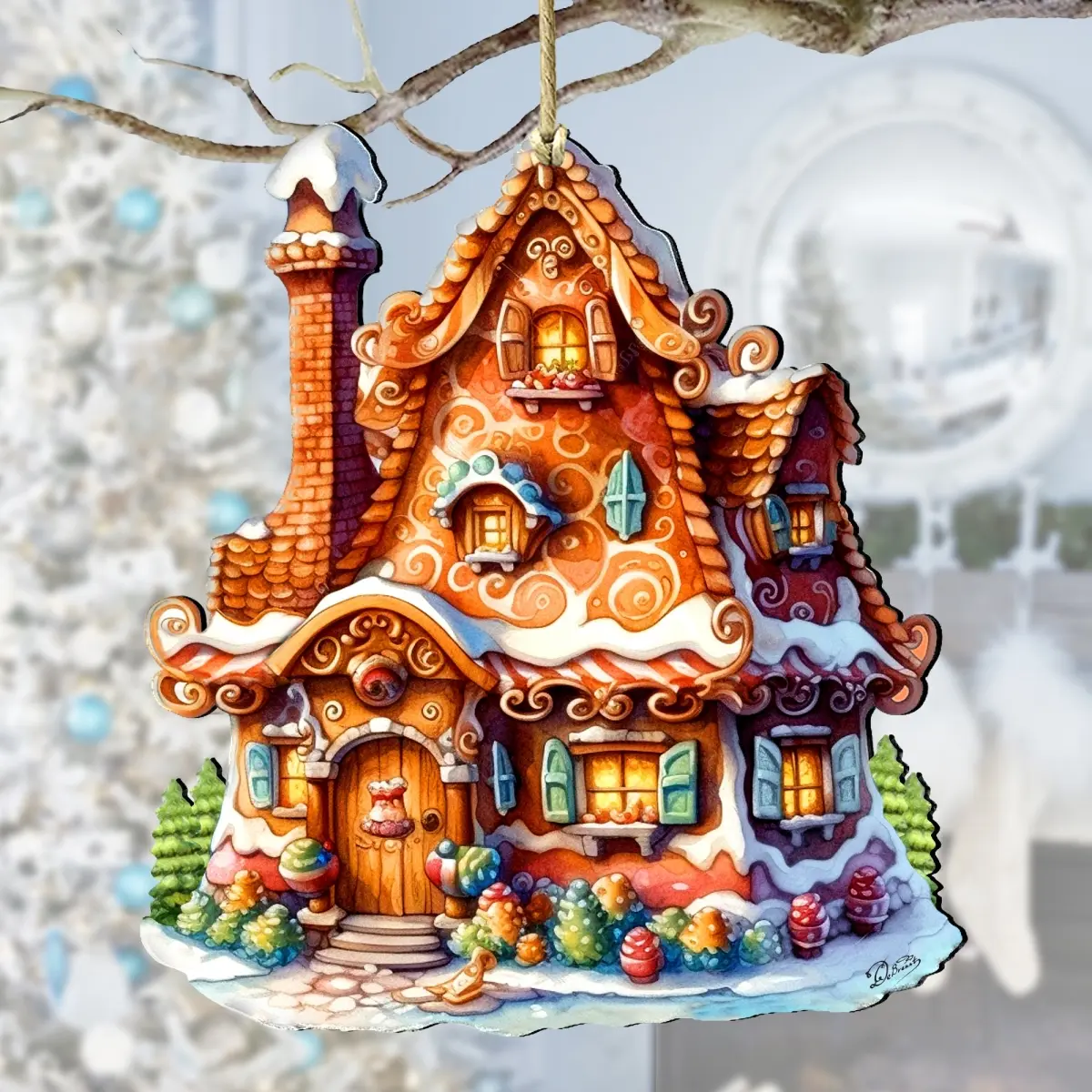 Designocracy 8100191-3 5 x 5.5 x 0.25 in. Magic House House Wooden Christmas Decor Ornaments