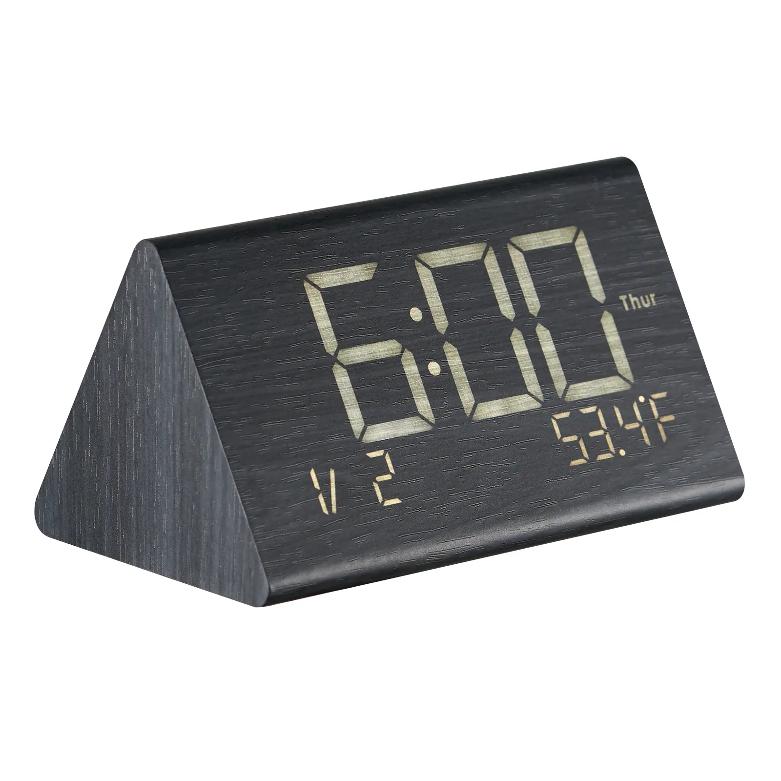 VEVOR Digital Alarm Clock,  Wooden Desk Clock with Dual Alarm, USB Port, Snooze, Night Light, Voice Control, Adjustable Volume, Bedside Desktop Clock with Charger for Bedroom, Kitchen, Office, Black,dorm decor,dorm room decor