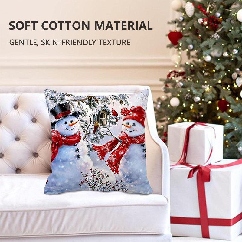 4PCS Snowman and Santa Claus Pattern Cushion Cover, Sofa Decorative Pillowcase. Home and Car Decor Pillowcase. excellent gifts for Christmas and new year，Must-buy on Black Friday