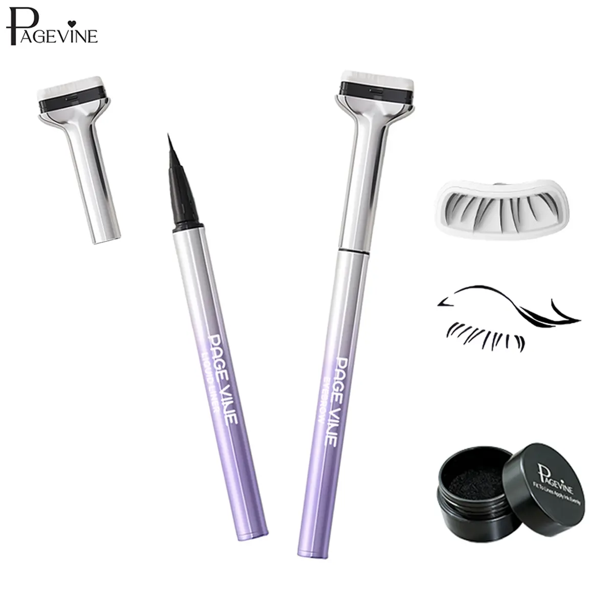 Lower Lash Stamp 4-in-1 Eyeliner & Eyebrow Makeup Tool Set, Waterproof Smudge Proof Quick Dry Eye Makeup Kit, Fine Tip Brow Pen for Natural Hair Like Strokes, Easy for Beginners Daily Soft Glam. #backtoschool