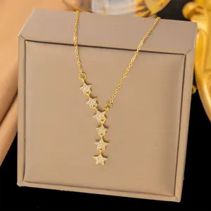 Delicate star necklace for women, Y-shaped necklace with star pendant, sparkling and exquisite choker, adjustable jewelry gift for women.