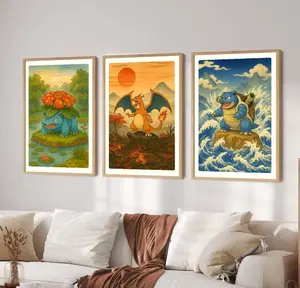 Venusaur / Charizard / Blastoise  Typhlosion Poster, Japanese Inspired Room Art, Legendary Wall Decor, Anime Unframed