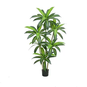 150cm Artificial Dragon Tree Plant, Large Artificial Plant with Black Planter, Artificial Dragon Tree Indoor Decor for Living Room, Bedroom