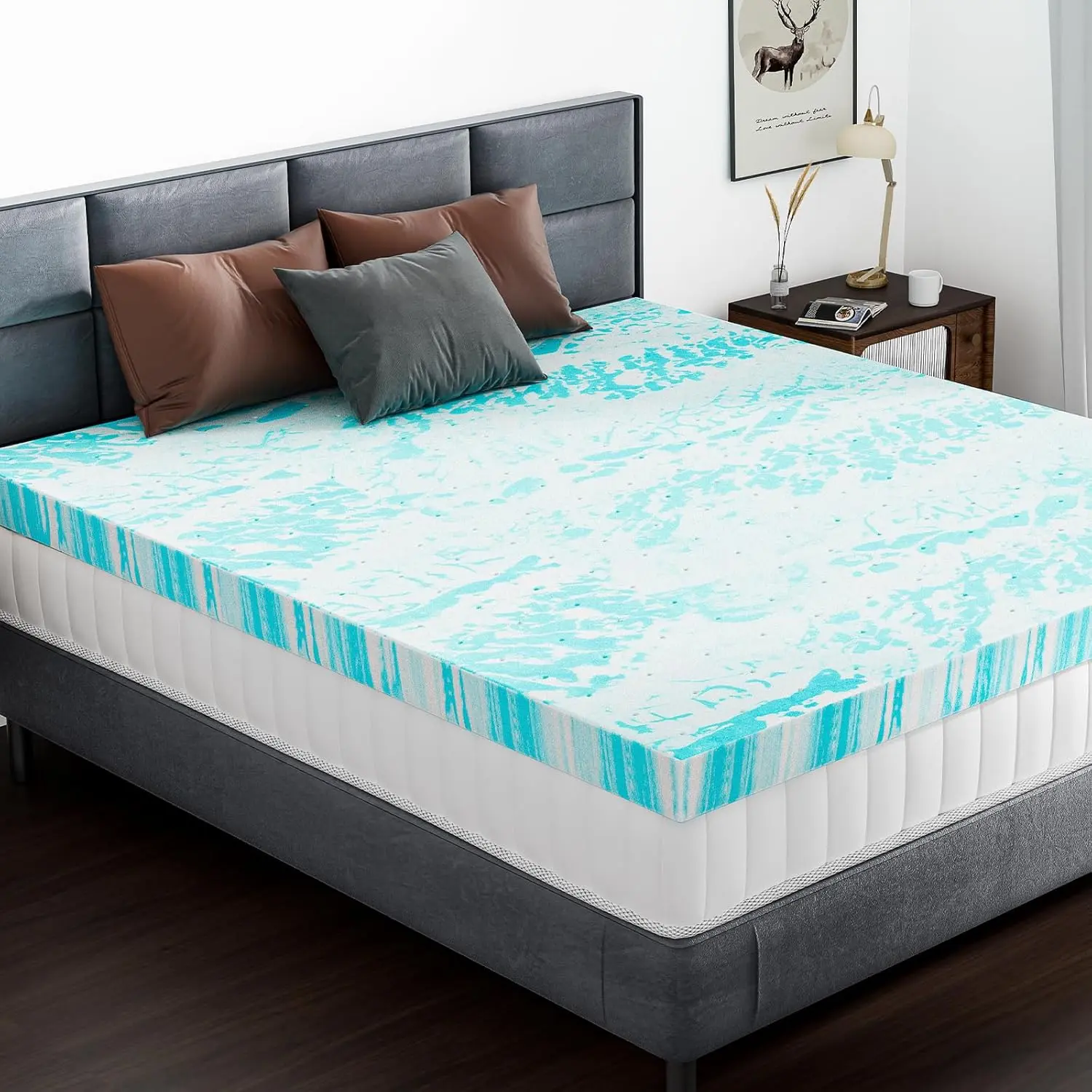Gel-Infused Soft Memory Foam Mattress Topper - 2in/3in Thick, Breathable, Ventilated Ergonomic Memory Foam Mattresses Bed Upgrade for Queen Size Bed, Sleeper Sofa