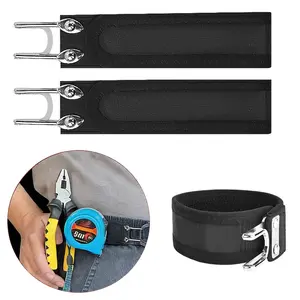 Creative No Buckle Belts, Metal Hook Tactical Elastic Belt For Men Women, Adjustable Magic Tape No Buckle Edc Band, Portable and Easy to Use 2 Pack Black