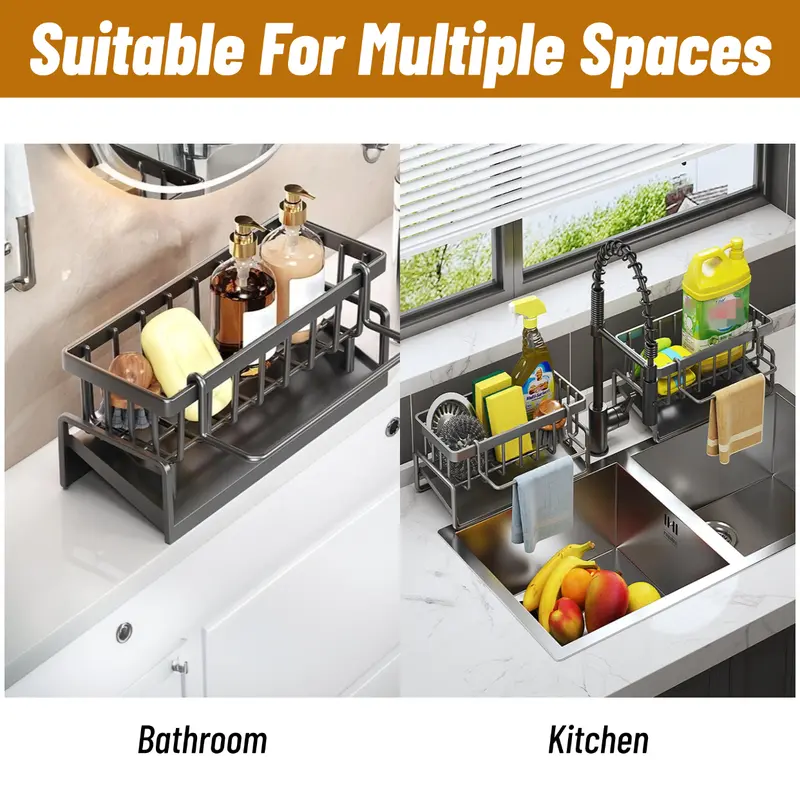 Kitchen Sink Corner Sponge Drain Rack Sink Caddy ultitunctional Durable Cleaning Tool Organizer Storage RackDish Soap Dishdoth Brushes Holder for Kitchen & Bathroom Kitchen Sink Corner Sponge Drain Rack Sink Caddy ultitunctional Durable Cleaning Tool Organizer Storage RackDish Soap Dishdoth Brushes Holder for Kitchen & Bathroom