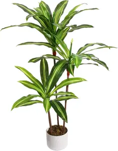 3.3FT Artificial Dracaena Tree in Pot, Evergreen Artificial Dracaena Marginata Plants Indoor, Decorative Potted Floor Plant for Living Room