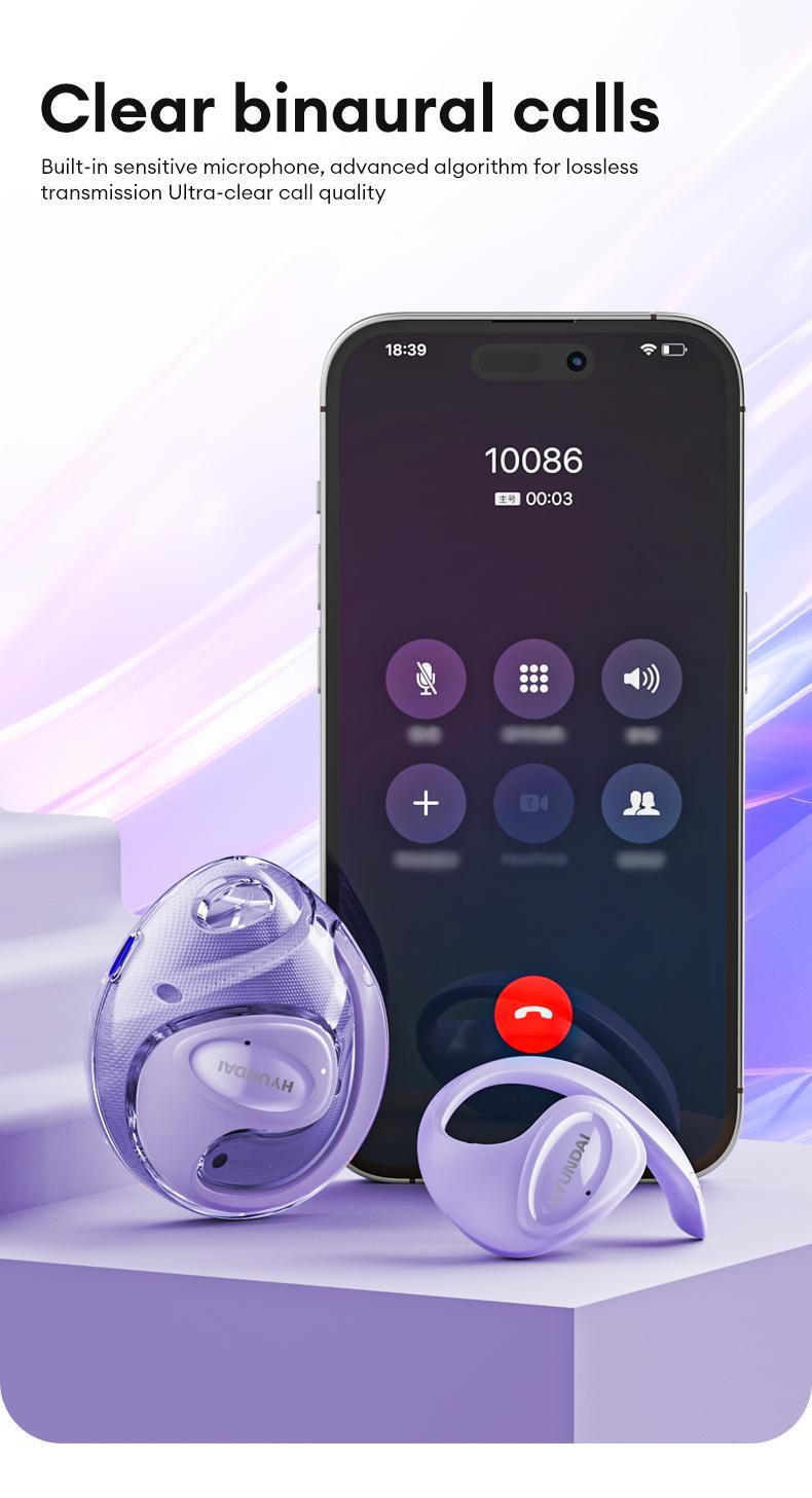 HYUNDAI X15 Ultra Wireless Headset with 2025 Bluetooth 6.0 for Faster, Stable Connection & Low Power Use, OWS Waterproof Sport Design, Noise Reduction Headphones with Mic & Earbuds