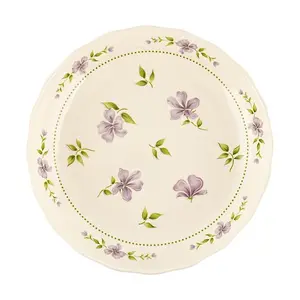 Golden Lion 8-Inch Ceramic Dessert Plate - Elegant Ivory Glaze with "Dazzling Lady" Design, Perfect for Cakes & Pastries