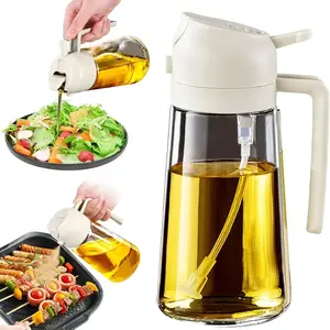 16oz/470ml 2-in-1Oil Sprayer for Cooking, Premium Nozzle, Glass Olive Oil Sprayer for Cooking, Food-Grade Oil Spray Bottle Mister Spritzer for BBQ, Air Fryer, Kitchen Utensils