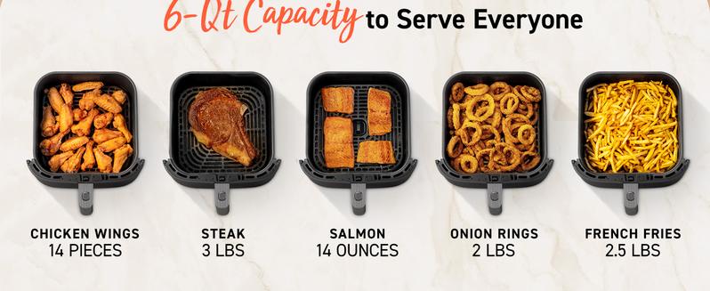 COSORI Air Fryer TurboBlaze 6-Qt Compact, 9 Functions, 5 Speeds, Healthy Ceramic Coating, Nontoxic, 95% Less Oil, Fast & Crispy Cooking, Easy to Clean, Recipes