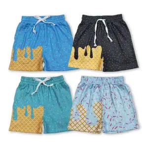 Ice cream drip kids boys summer shorts with pockets functional drawstring
