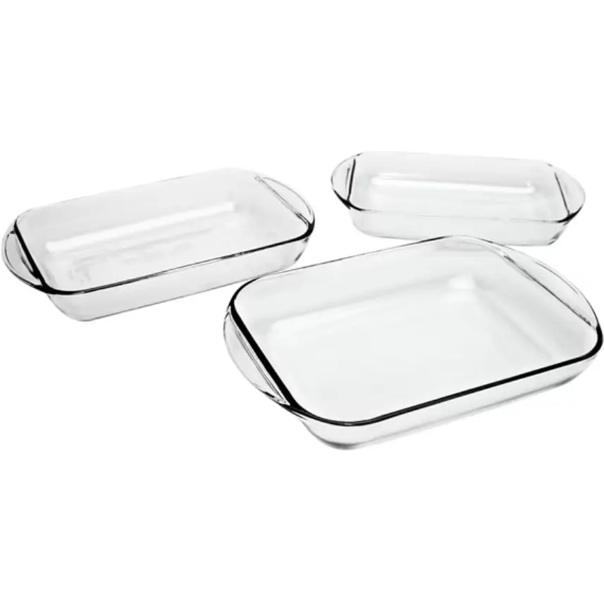 3-Piece Tempered Glass Baking Dish Set with 2-3-4 Qt Trays, Casserole Dishes, Oven Safe Up to 425°F, Microwave & Dishwasher Safe for Cooking, Serving, Trays Set Casserole Dishes