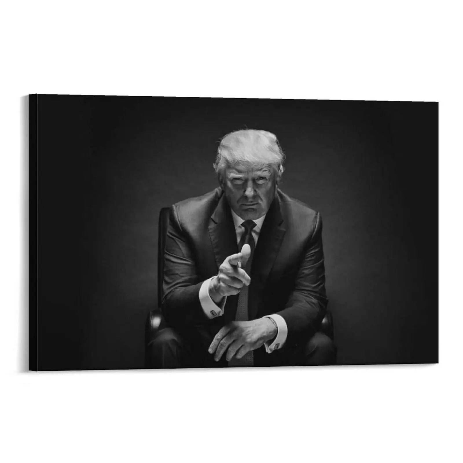 Donald Trump Sitting Black-and-White Decorative Poster Print, Customizable Multi-Size Wall Art, Room Decor for Bedroom, Bar Gift (Home Supplies)