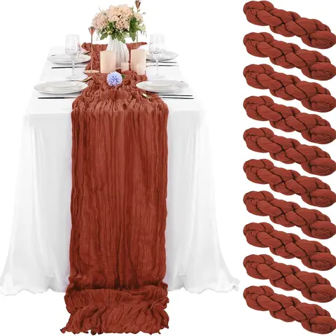 6/10/16/20 Pack Cheesecloth Table Runner 35 x 120 Inch, Boho Wedding Table Runner, Soft Gauze Sheer Fabric for Wedding Reception, Bridal Shower, Baby Shower, Birthday Party, Rustic Farmhouse Home, Holiday and Event Table Decorations