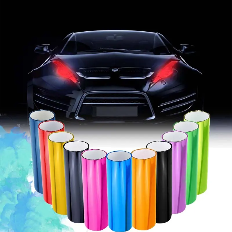 1ft x 5ft Headlight Taillight Vinyl Tint Wrap Kit - Car Exterior Upgrade with Squeegee, Cutter, Self-Adhesive Smoke Fog Brake Light Film, Permanent/Colorful Vinyl Wrap Car Stickers, Protector Tape, Decals Car Stickers