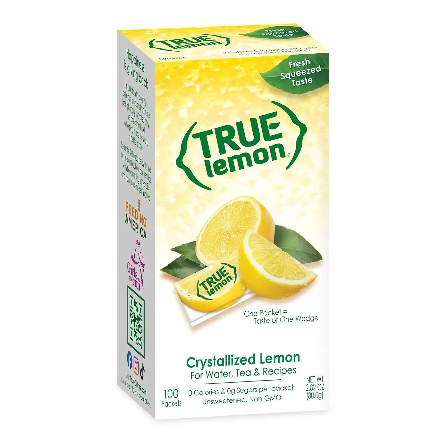 TRUE LEMON Water Enhancer, Bulk Dispenser, 100 Count (Pack of 1), 0 Calorie Drink Mix Packets For Water, Sugar Free Lemon Flavoring Powder Packets – Lemon