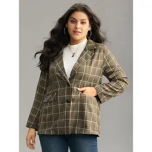 【Sharp & Structured】BLOOMCHIC Plaid Flap Pocket Button Through Blazer 2026 Summer Vibes