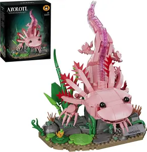 Axolotl Toy Building Set, Pink Axolotl Animal Building Toy for Teens & Adults, Axolotl Toys Birthday Gift for Boys and Girls Ages 6+