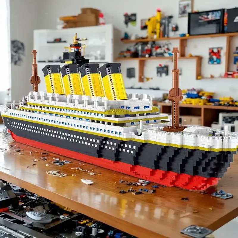 Titanic Building Block Model, Large Cruise Ship 3D Puzzle, Creative Art Collection, Birthday Valentine Gift, High-Quality Bricks, DIY Project, Building Blocks Model