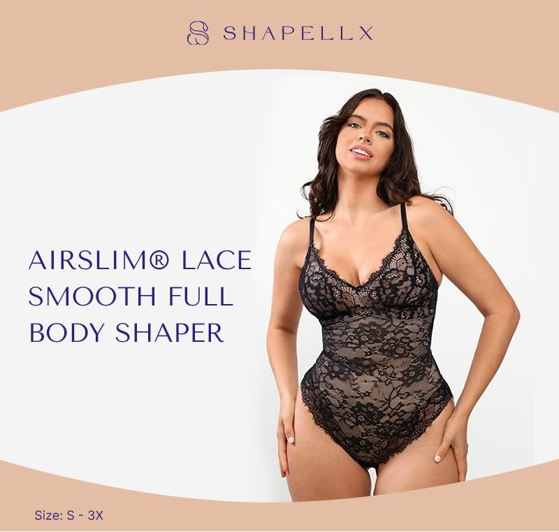 Shapellx AirSlim Lace Smooth Full Body Shapewear for Women Thong Design Tummy Tucking Bust Lifting Comfort Sculpting Snatched Waistline Sexy