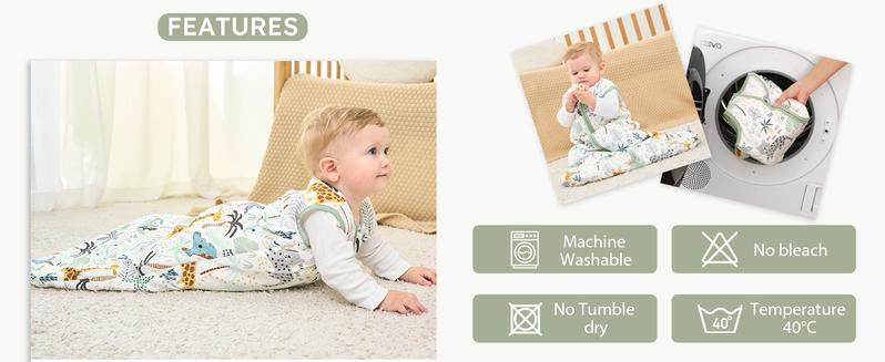 YOOFOSS Baby Sleep Sack Newborn 1.5/2.5 Tog Baby Wearable Blanket with 2-Way Zipper 100% Cotton Organic Fabric Winter Infant Sleeping Sack Warm Soft Comfy