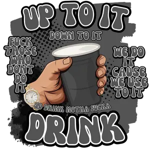 Up to it, man hand, gray, heat transfer, press and peel, no shirt, made to order