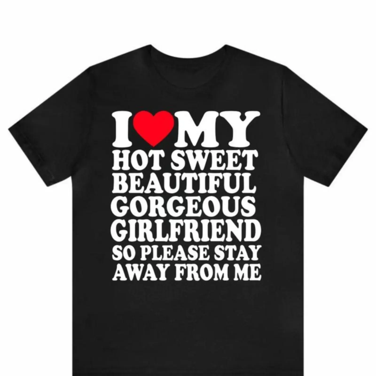 Women's Classic Graphic T-Shirt - 'I Love My Girlfriend' Print, Casual Relaxed Fit, Breathable 100% Cotton Fabric, Customized Couple Gift Tops, Stylish 1-Piece Women's Top, One Piece