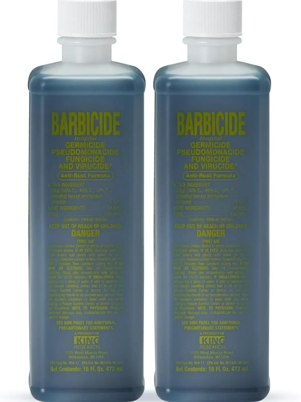 BARBICIDE Disinfectant Concentrate, Pint 16 Fl Oz, 2 Pack | EPA-Registered, Hospital-Grade Germicide, For Salons & Barbershops, Anti-Rust Solution Essential Cleaning Products Durable Cleaning Supplies