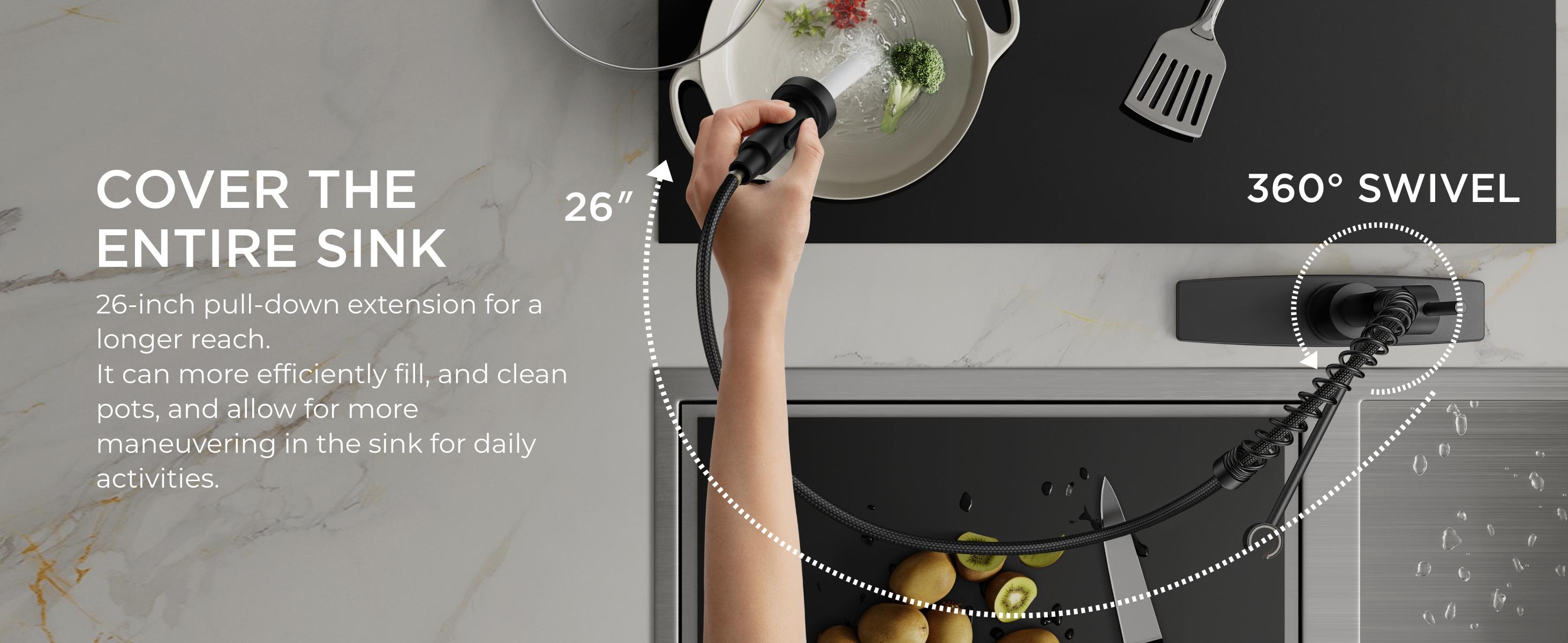 FORIOUS Kitchen Faucet with Pull Down Sprayer, Stainless Steel Commercial Single Handle Classic Spring Pull Out Kitchen Sink Faucet for Pot Filler, Farmhouse Camper Bar Laundry Roo