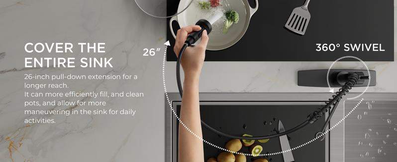 FORIOUS Kitchen Faucet with Pull Down Sprayer, Stainless Steel Commercial Single Handle Classic Spring Pull Out Kitchen Sink Faucet for Pot Filler, Farmhouse Camper Bar Laundry Roo