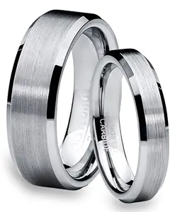 His & Hers Silvertone Tungsten Rings Wedding Bands High Polish Men Women 6MM/4MM His & Hers Silvertone Tungsten Rings Wedding Bands High Polish Men Women 6MM/4MM