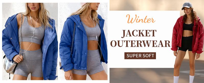 UANEO Women's Oversized Quilted Puffer Jacket Hooded Long Sleeve Lightweight Warm Coat With Pockets