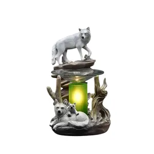 Wolves Family Wax Oil Warmer Air Freshener with Adjustable Heat & Light Settings Handcrafted Design
