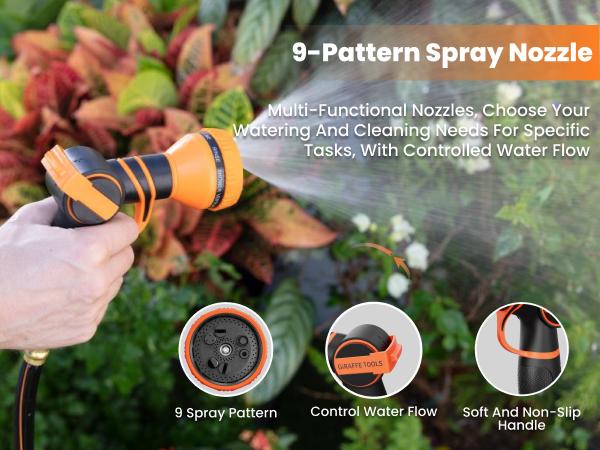 Giraffe Tools Garden Retractable Hose Reel AW Series DS Trigger Mechanism Kink-Proof G-Self-Layering System 100ft Hose Easy Grip Handle Watering Systems