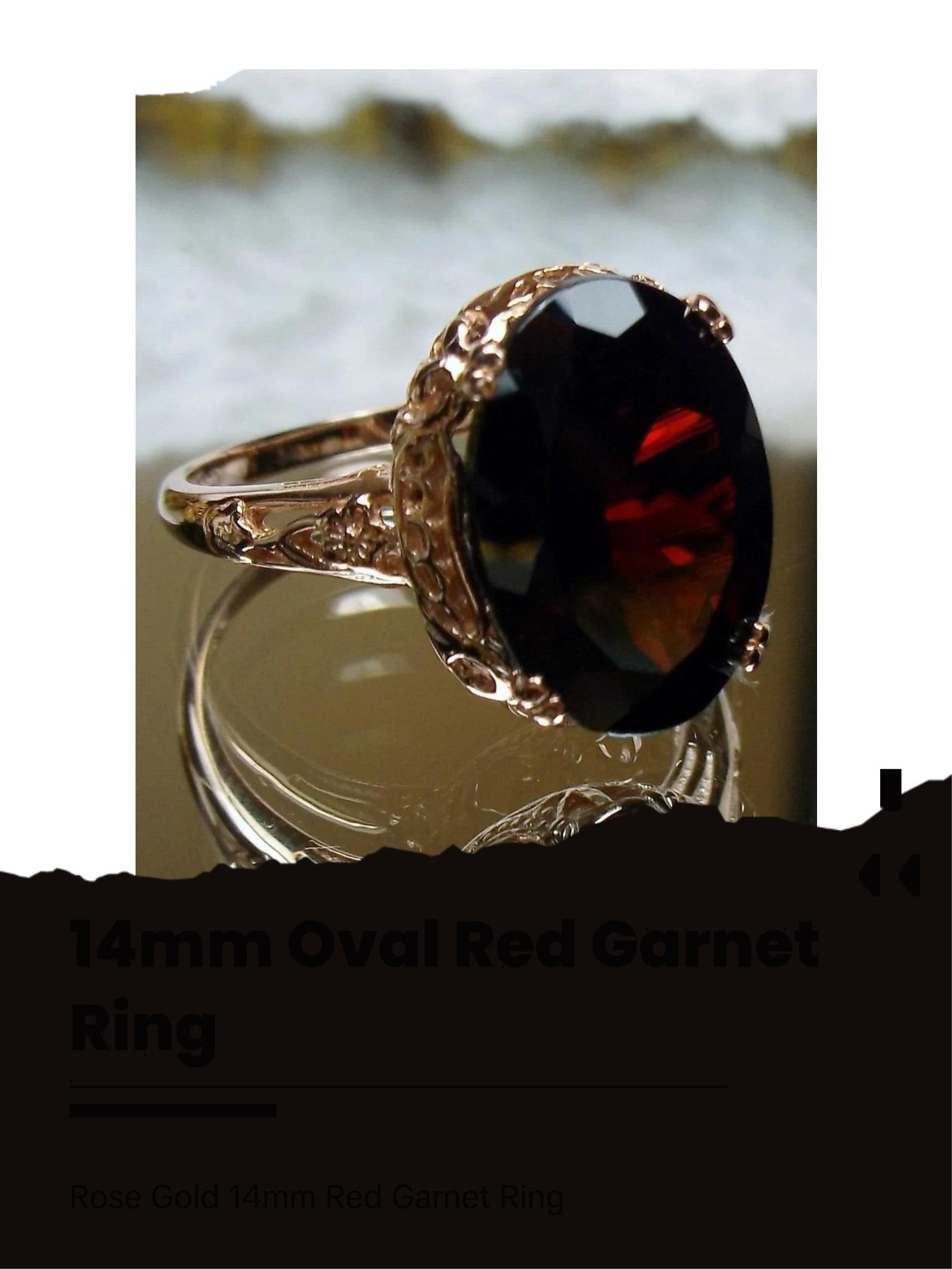 Sterling Silver 14mm Oval Red Garnet Rose Gold Ring - TikTok Shop