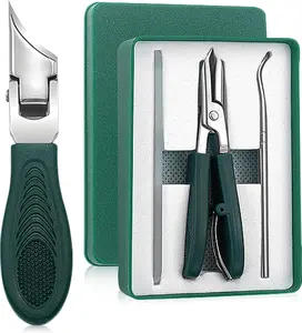 Eagle Beak Beveled Nail Clippers,3-Piece Sets of Eagle Beak Beveled Nails Clippers, Long Handle Wide Jaw Opening Anti-Splash Slanted Nail Clipper for Thick Nails, Seniors&Ingrown Care