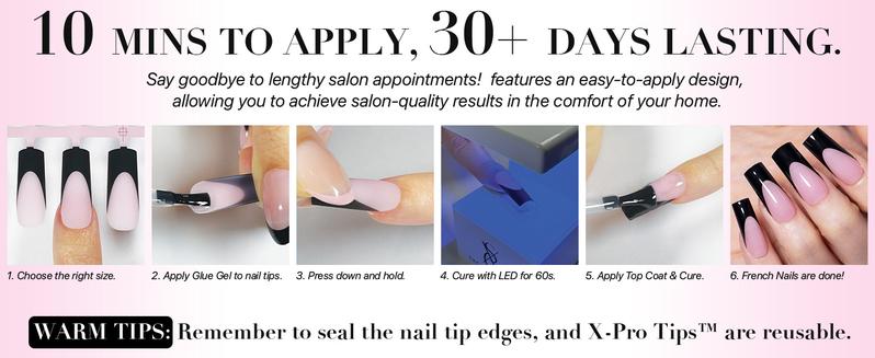 SXC Cosmetics X-Pro Tips French Tip Press On Nails - French Pink Edition Starter Kit