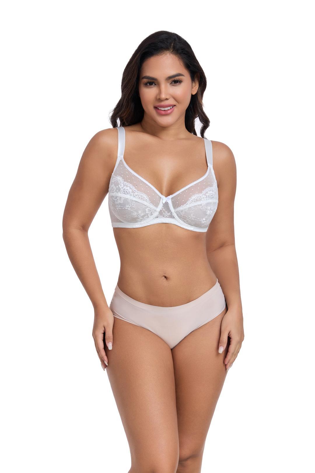 【new style】Exquisite floral lace plus size wire bra full coverage bra unpadded ultra-thin and comfortable,Unlined breathable lace lightweight bra, large size bra without padding, ultra-thin and comfortable, support sagging breasts, with wire，