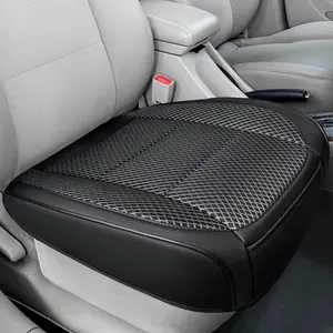Black Ventilated Bottom Car Seat Cover 3D Air Mesh Breathable Front Leather Protector Universal Fit with Storage Pocket for Car Truck SUV